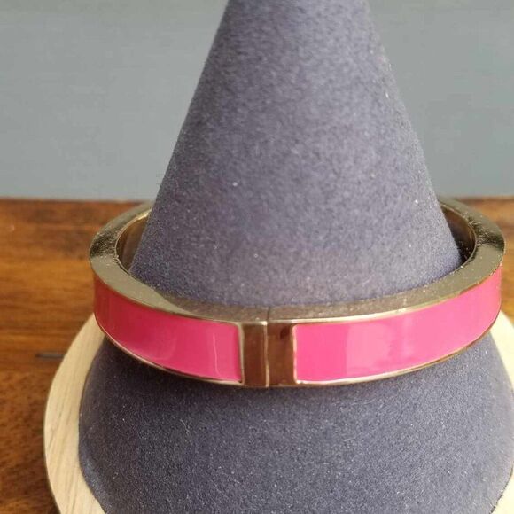 Talbots Reddish Pink Hinged Enamel Bangle Bracelet - Picture 5 of 7
